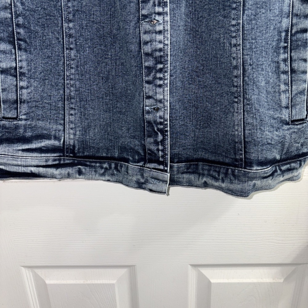 Vintage NorthStyle Denim Jean Jacket Women's XL Pockets Ruffle Trim 3/4 Sleeves - Picture 5 of 10